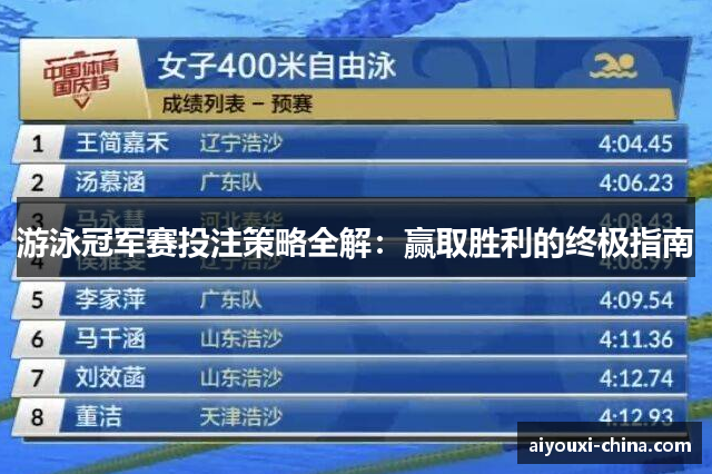 游泳冠军赛投注策略全解：赢取胜利的终极指南