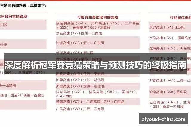 深度解析冠军赛竞猜策略与预测技巧的终极指南